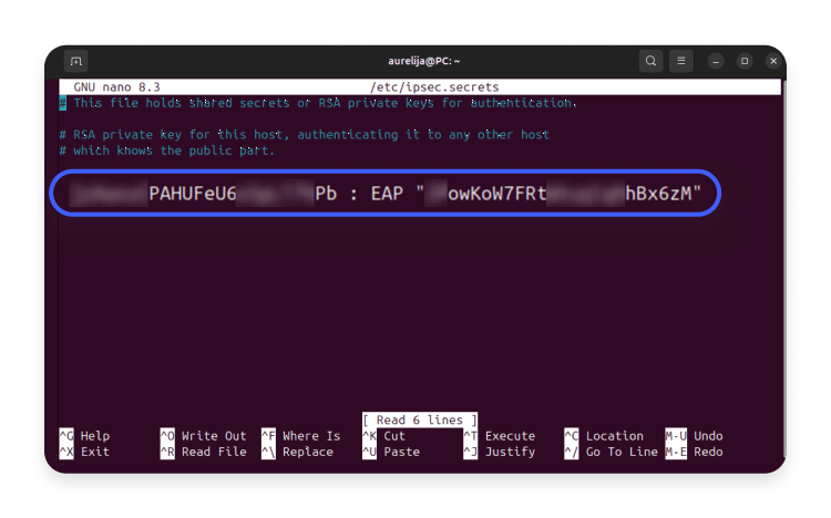Linux VPN setup step 12