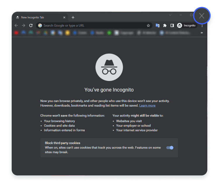 closing incognito in chrome