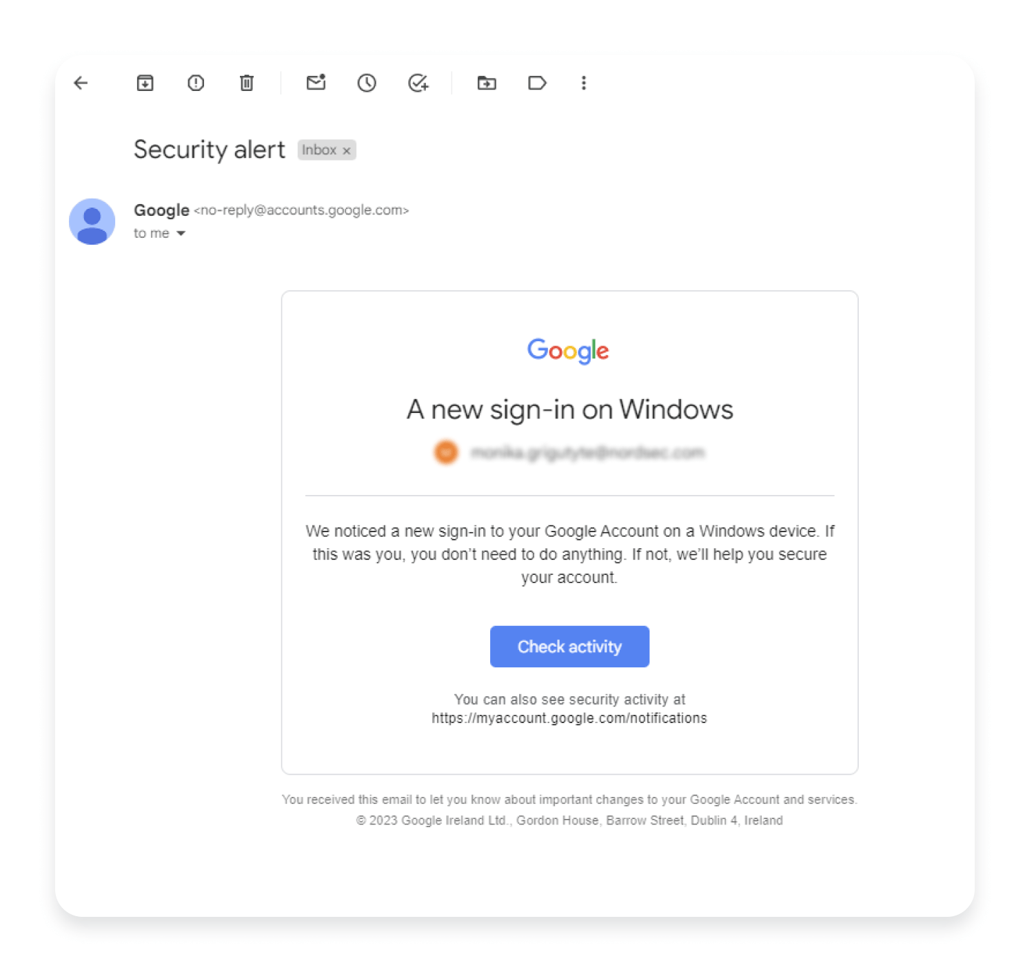 Google security alert
