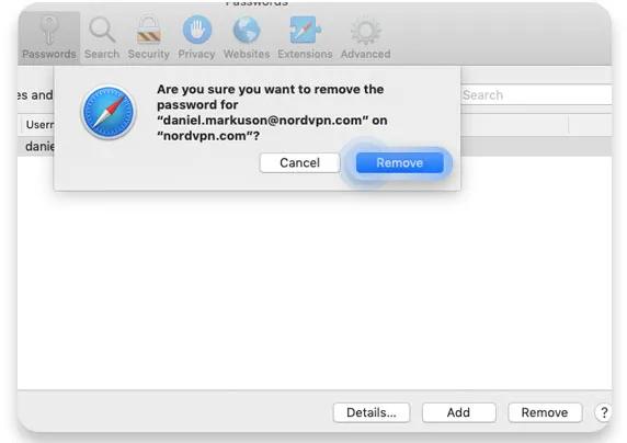 How to delete saved passwords on Safari