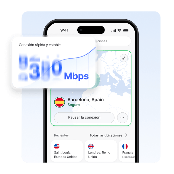 una pantalla de ordenador que muestra al usuario protegido por una conexión VPN después de descargar NordVPN.