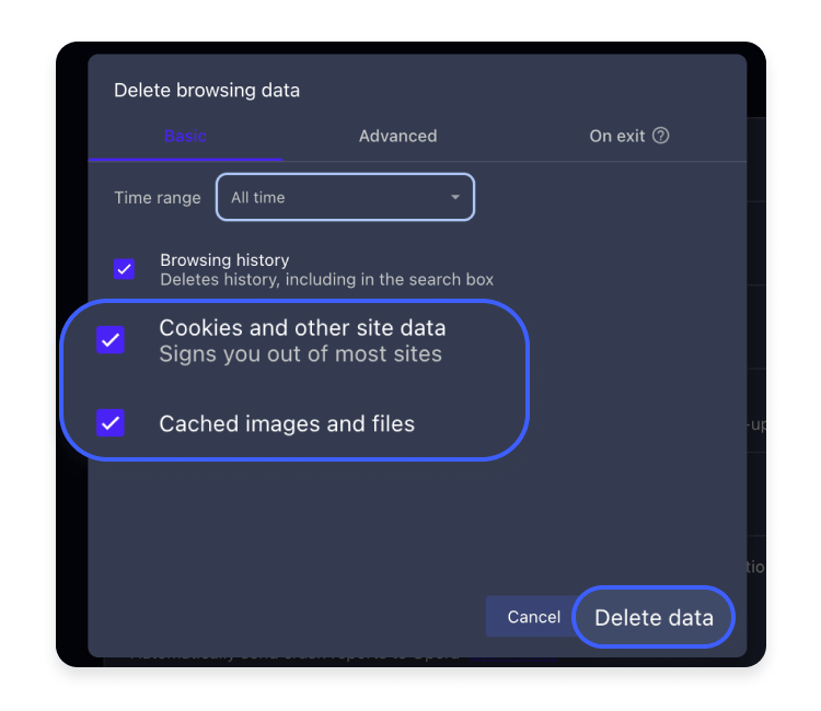 How to clear cookies on Opera step 4