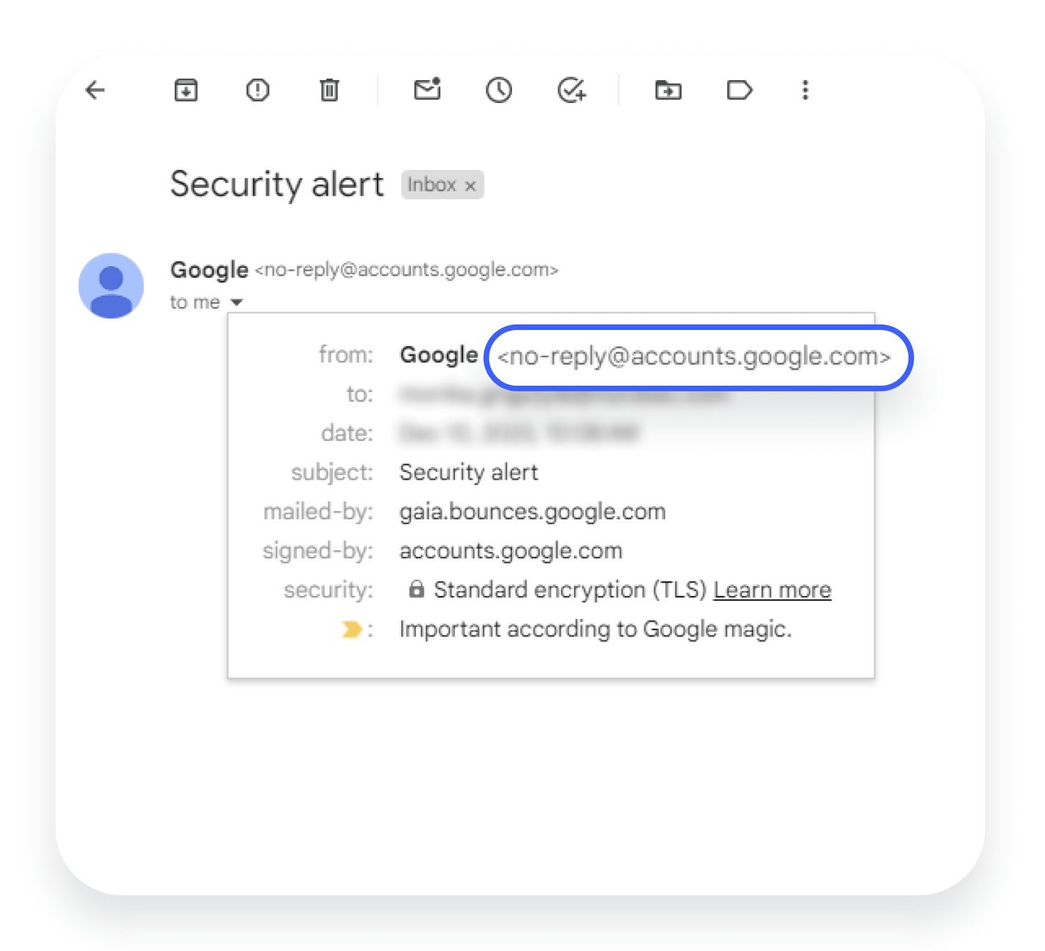 Google security alert addressee