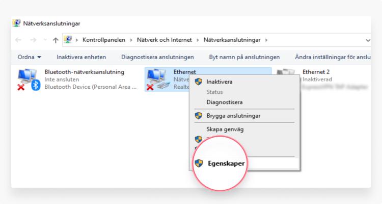 Ethernet IP-konfiguration
