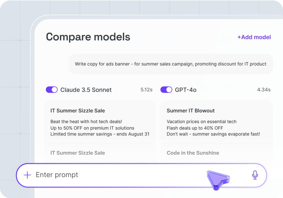 ai chat for multiple llm comparison