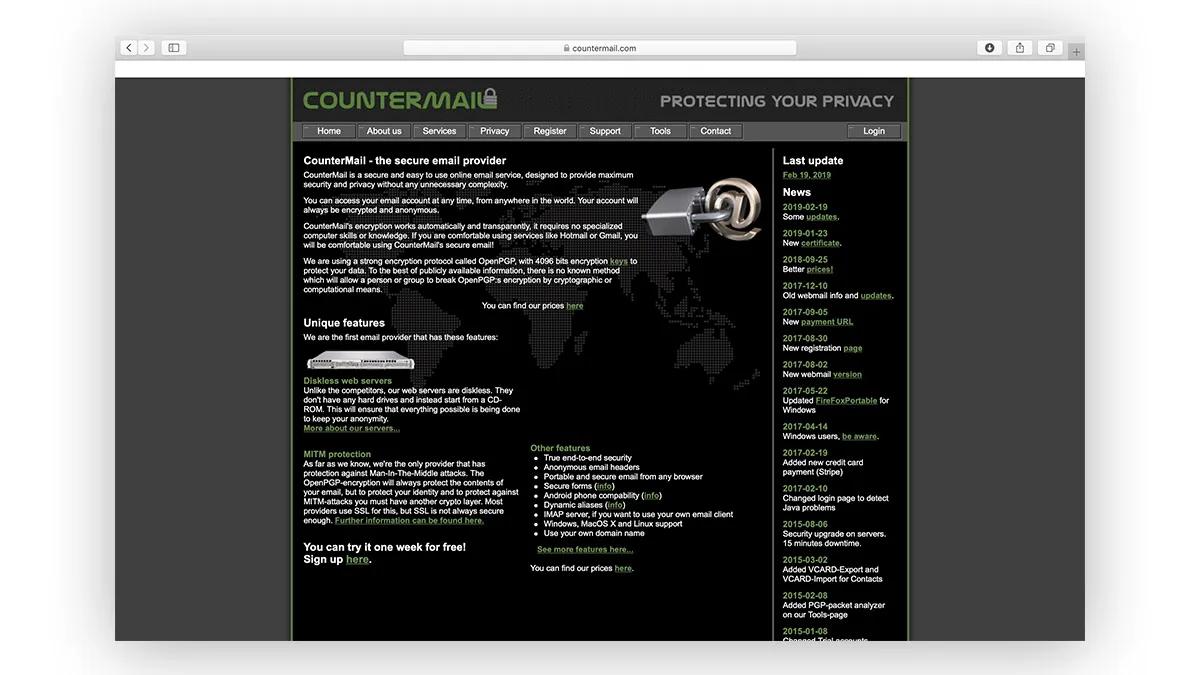 Gmail alternatives Countermail