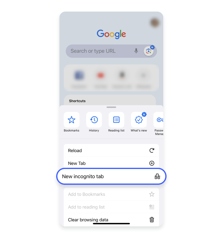New Chrom window on iOS