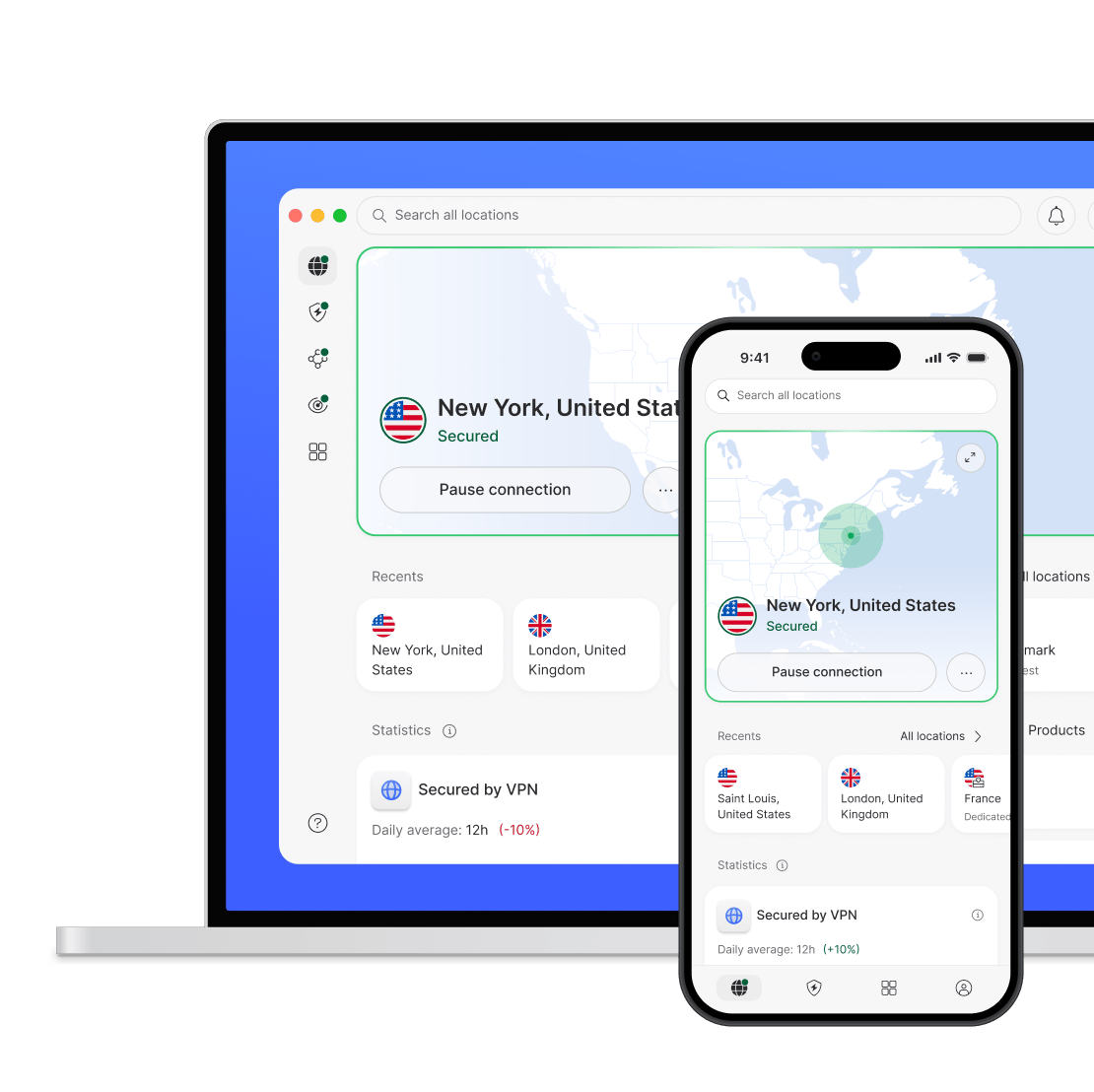 A laptop and a smartphone, secured by NordVPN.