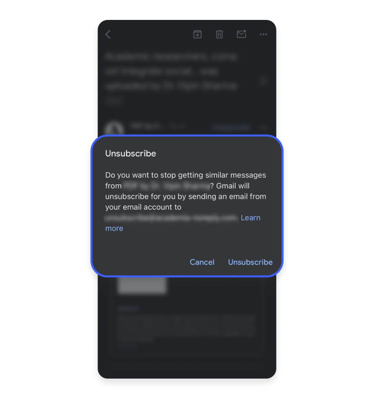 unsubscribe on google: step 2