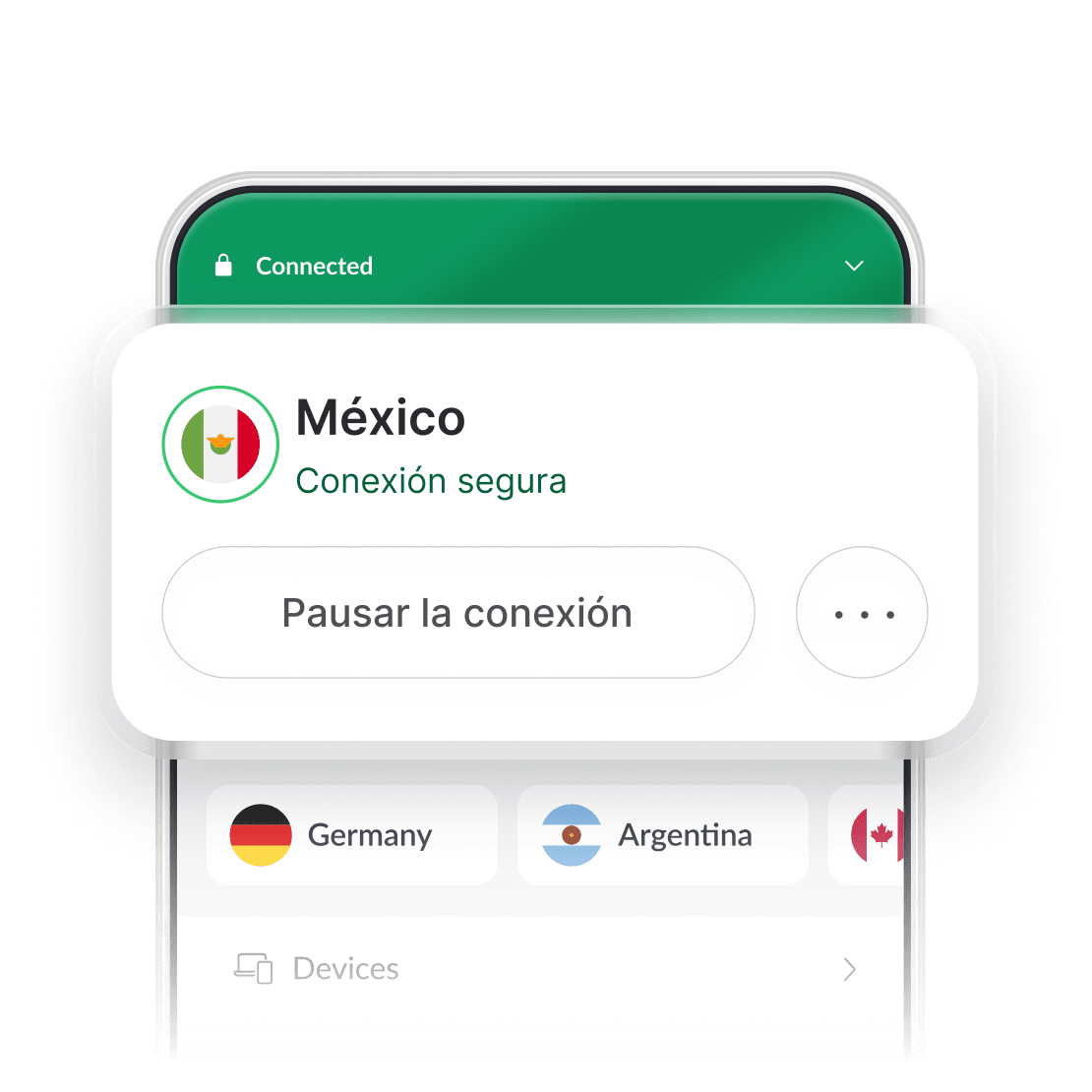 Captura de pantalla de la interfaz de la app NordVPN con el servidor de México seleccionado.