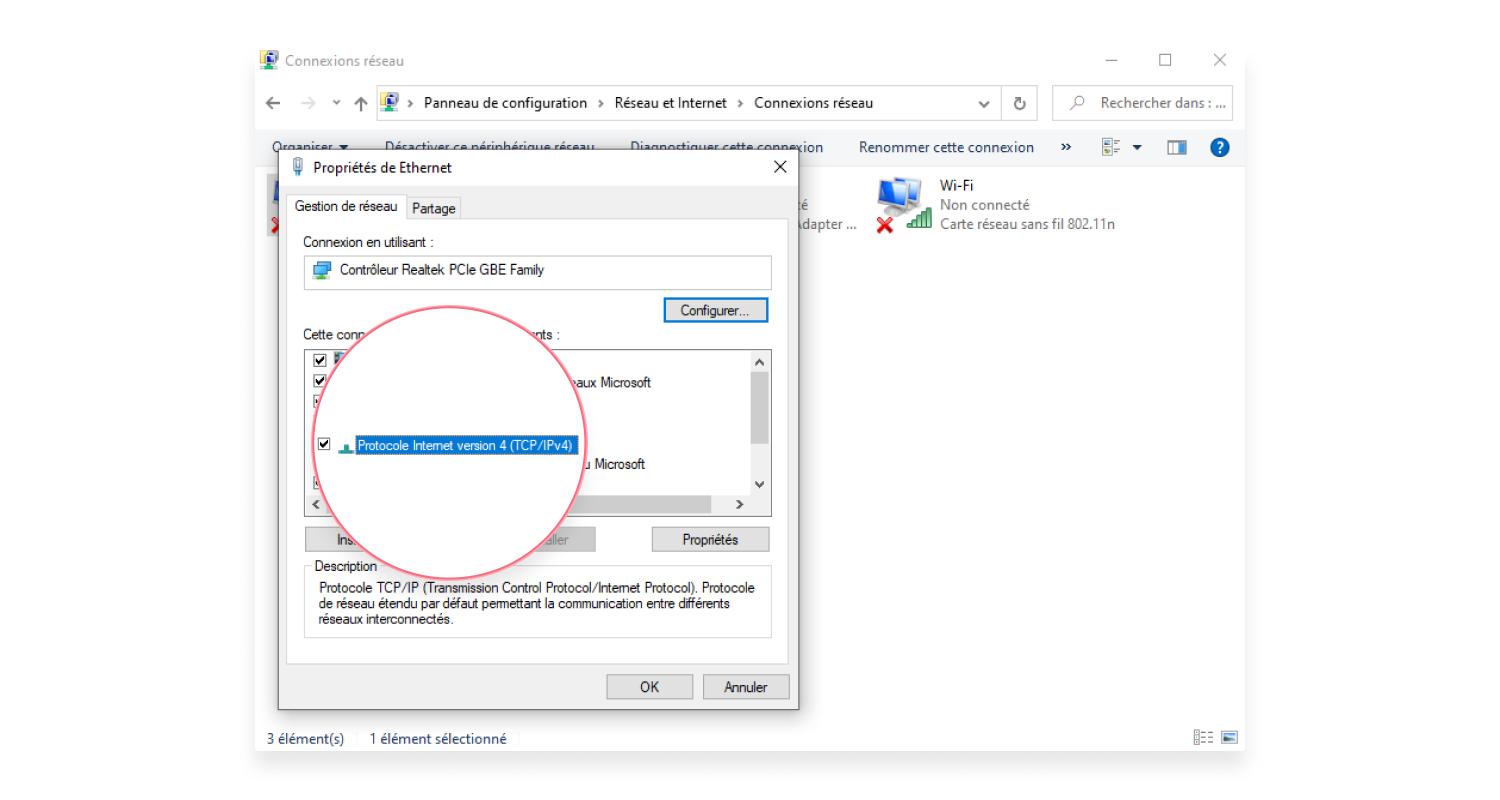 Double-cliquez sur Internet Protocol Version 4