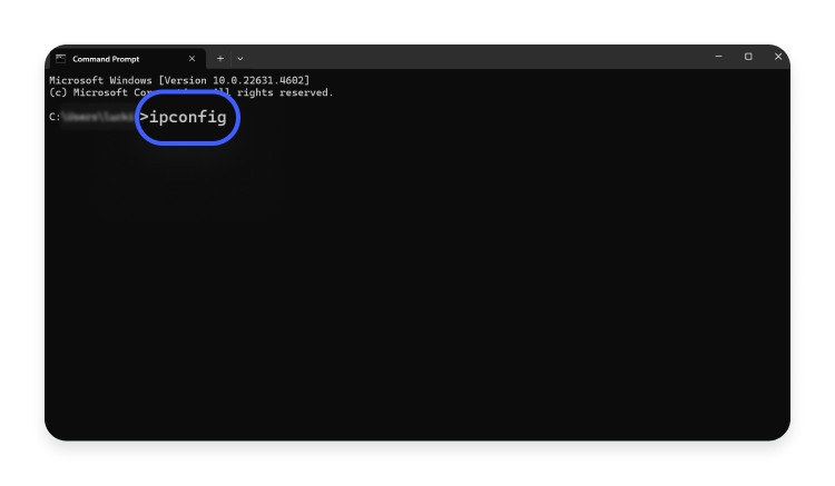 Find your local IP address using the command prompt: step 4