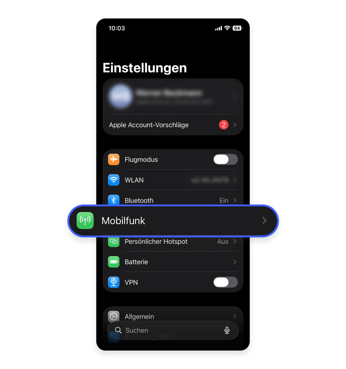 So überprüfst du die Datennutzung eines iPhones für die Viren-Prüfung: Schritt 1