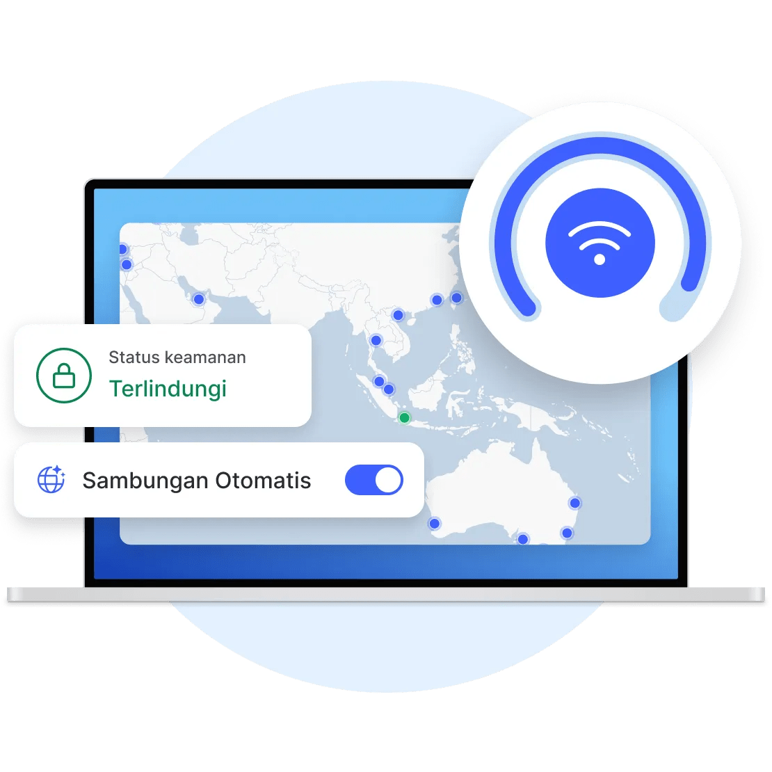 Aplikasi NordVPN di desktop.