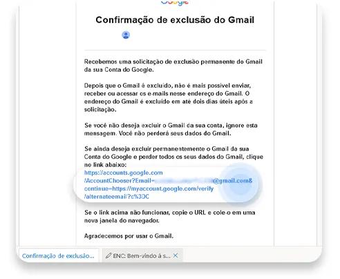 excluir conta gmail: passo nº5