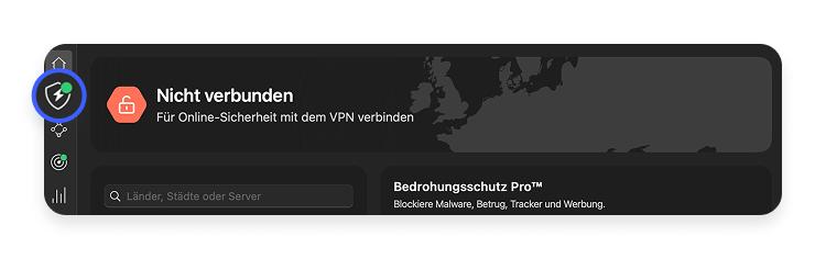 Schritt 1: Klick auf NordVPNs Schildsymbol