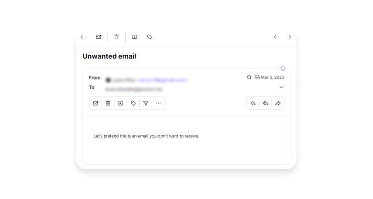 block emails in protonmail - step 1: find unwanted email