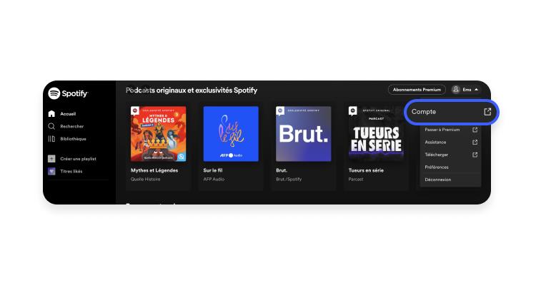 Accès compte Spotify