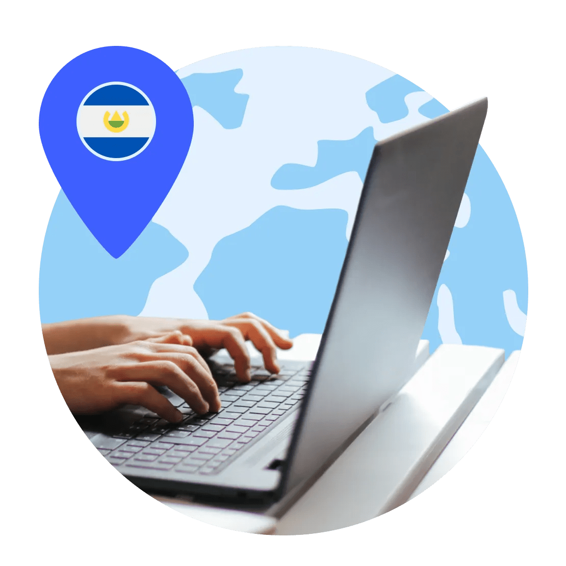 A laptop connected to a server for El Salvador.