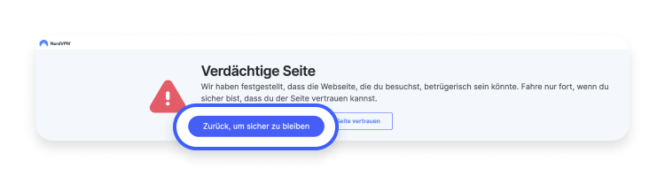 Verdächtige Seite Warnung