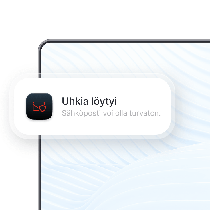 NordVPN:n sähköpostisuojausominaisuuden antama varoitus vaarallisesta sähköpostista.