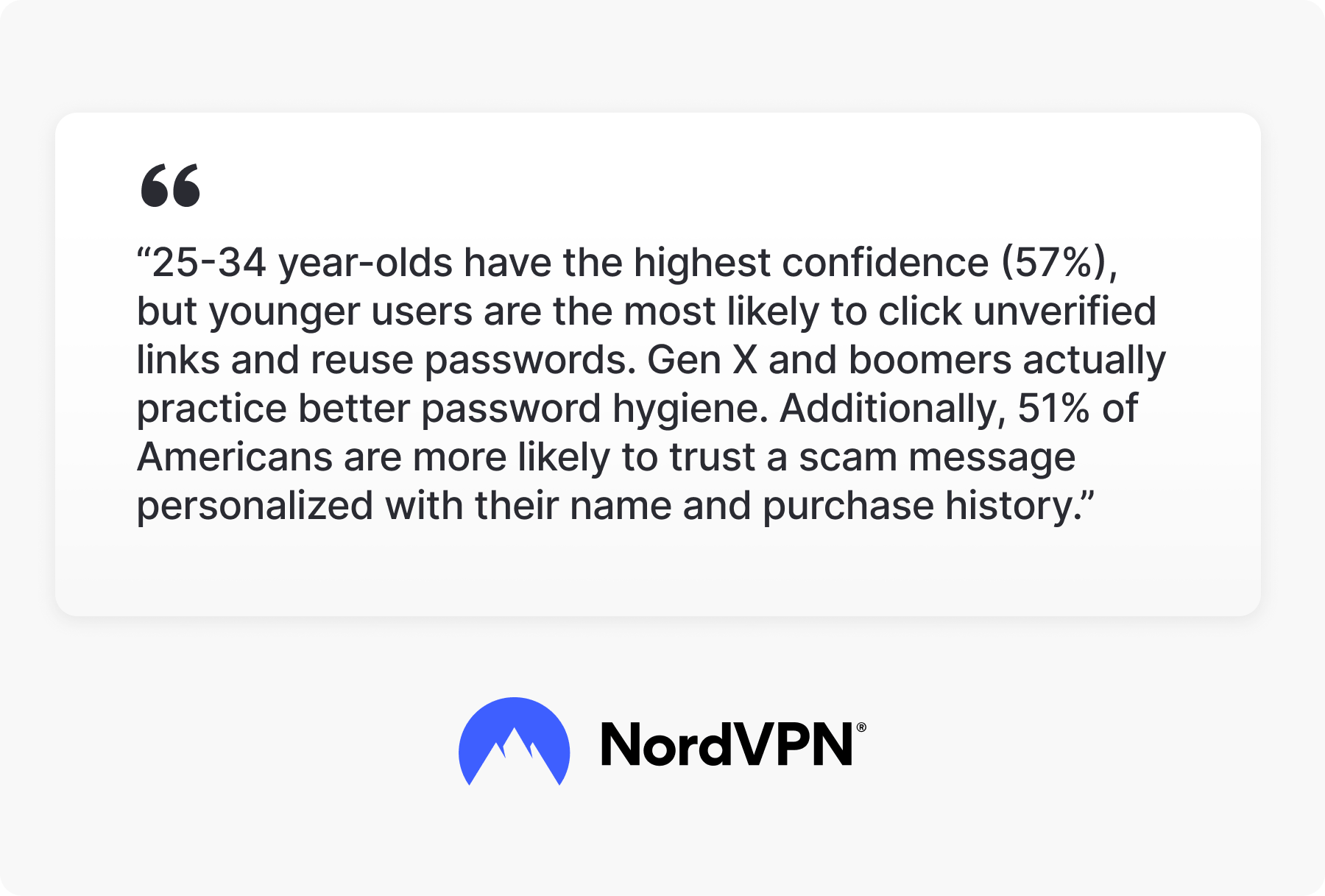 A quote graphic explaining that younger users report high confidence but take more risks online.