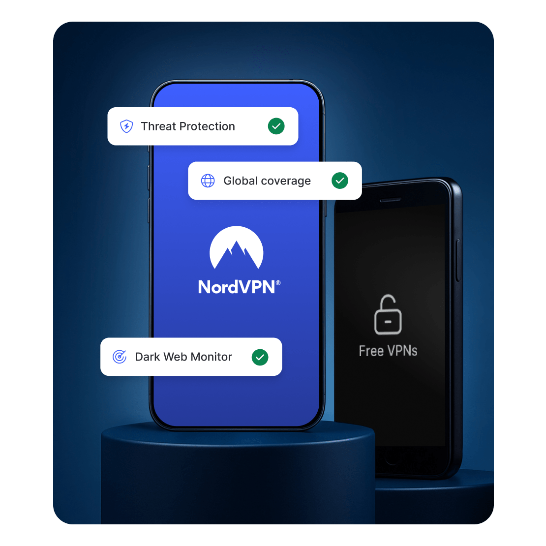 NordVPN app displaying features not available in free VPN apps.