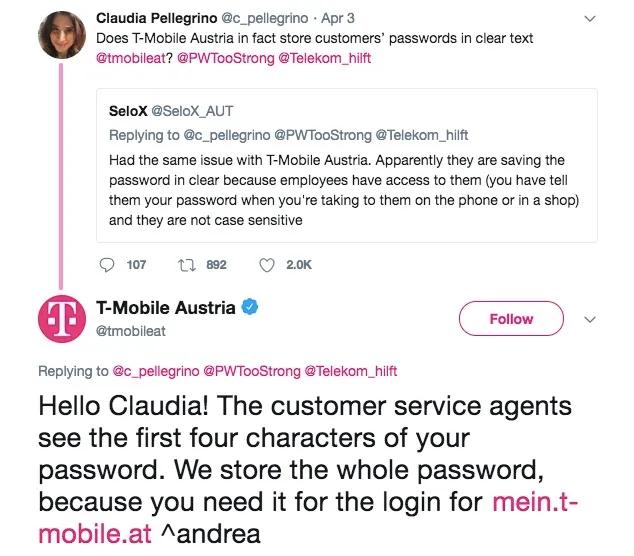 T-mobile passwords hacked on Twitter