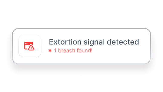 Coveron’s “Extortion signal detected” alert.