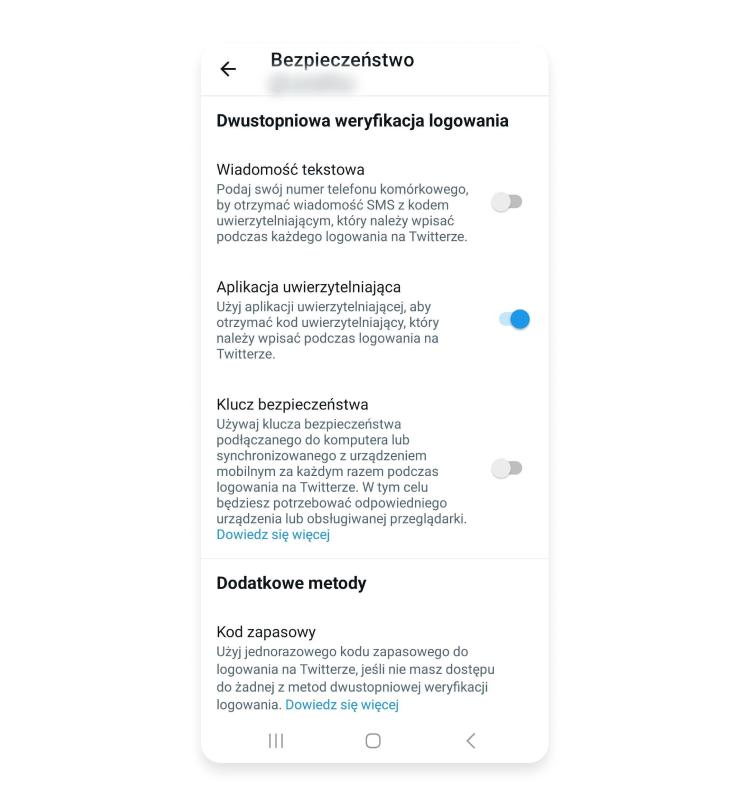 2fa na twitter: krok 4