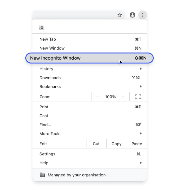 New Incognito window on MacOS
