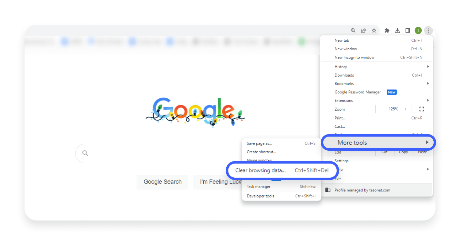 clear browsing data in Chrome