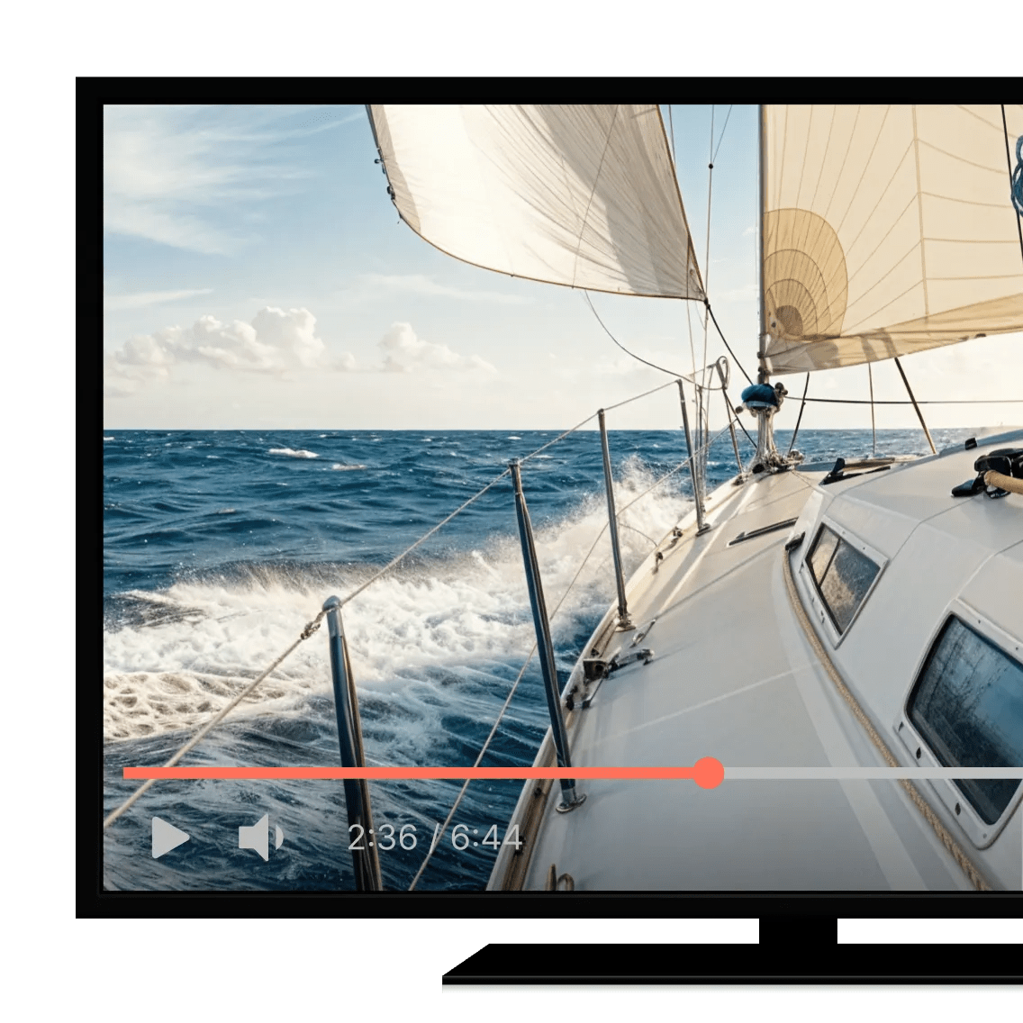 Una televisión inteligente transmitiendo un video a alta velocidad y sin retrasos.