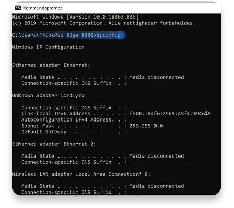 find ip adresse på router