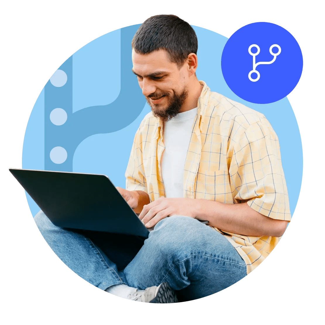 Un uomo che utilizza la funzionalità di split tunneling per consentire ad alcune app di accedere direttamente a internet.