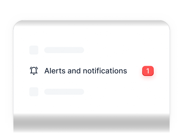 Coveron’s “alerts and notifications” tab that shows one unread message.
