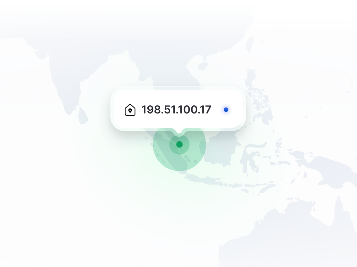 显示专用 IP 位置的地图。