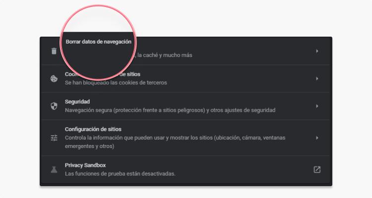 cómo eliminar las cookies en Chrome paso 3