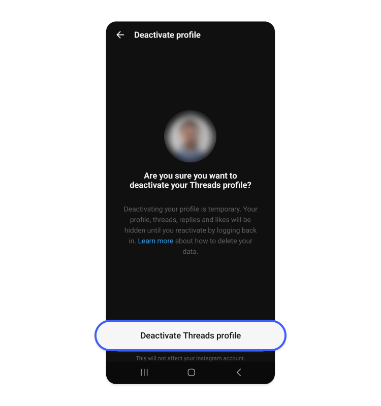 deactivate threads profile
