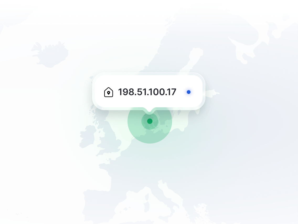 Et kort, der viser placeringen af en dedikeret IP.