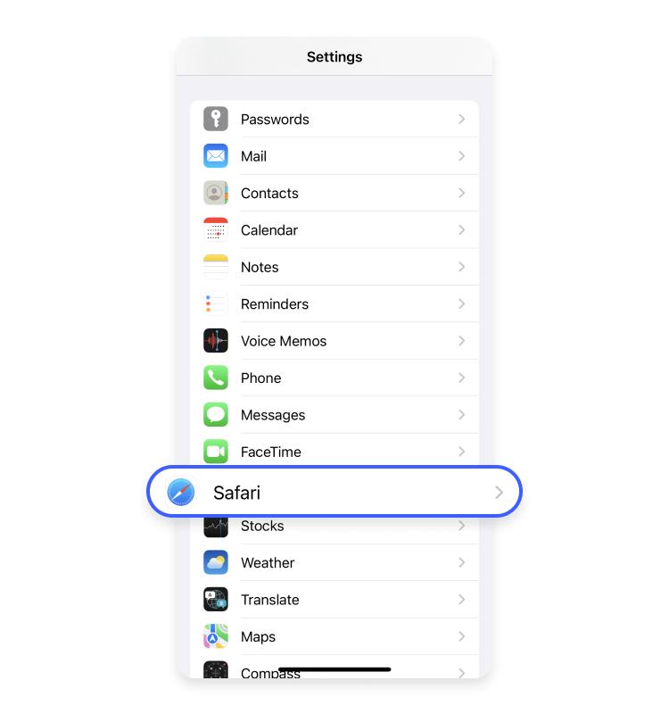 Safari on iPhone