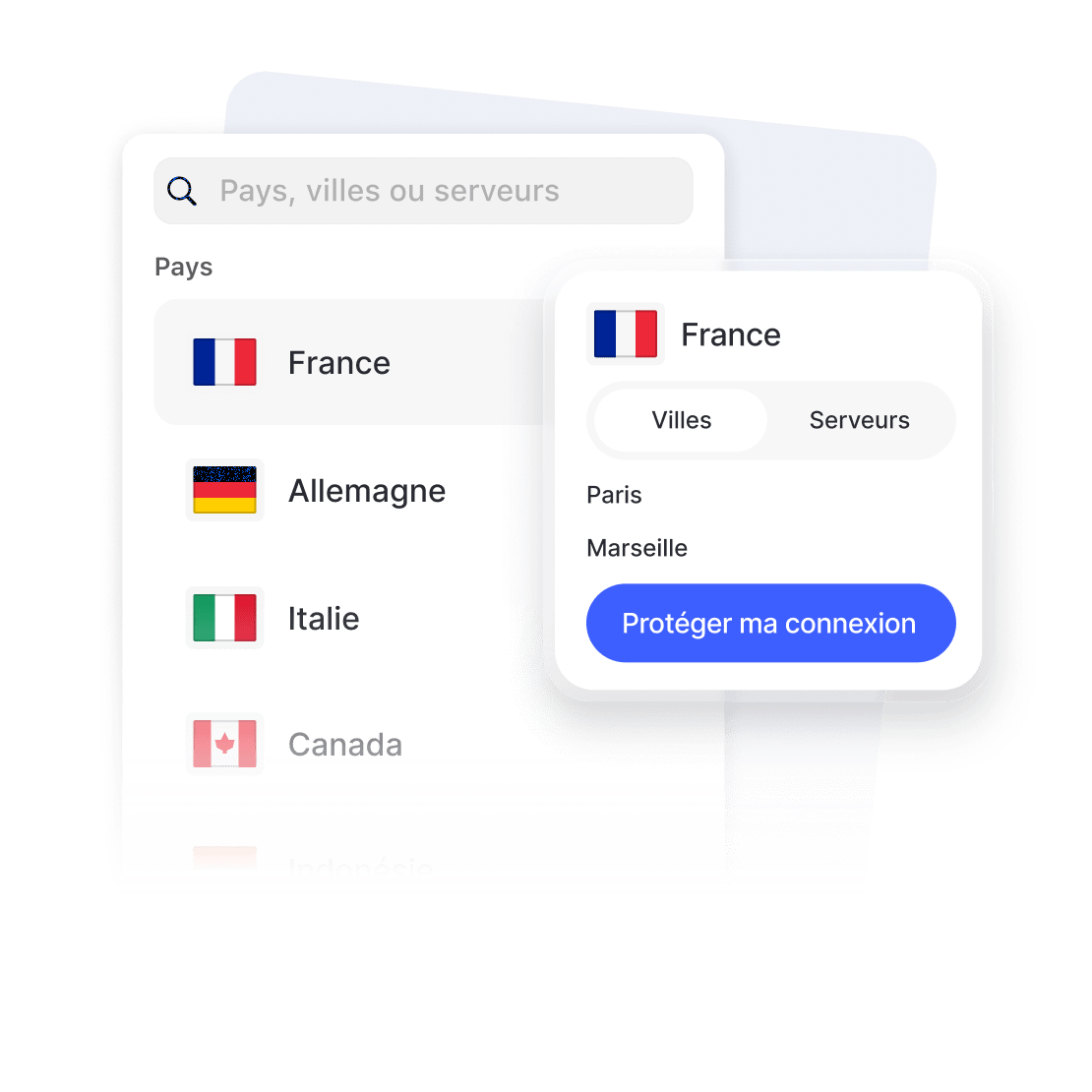 Interface du logiciel VPN Windows pour ordinateurs personnels et ordinateurs portables.