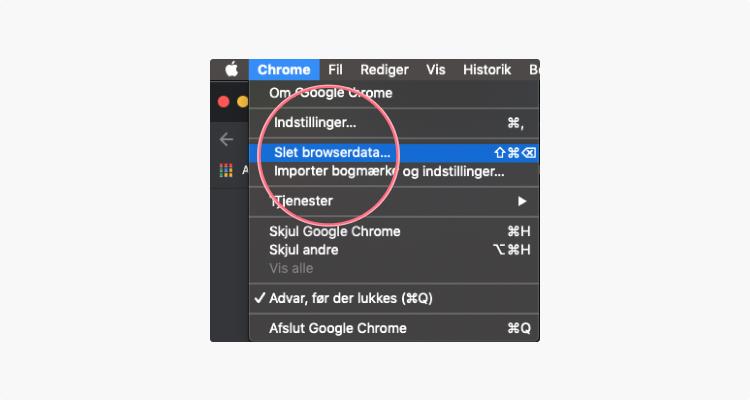 Ryd cache i Google Chrome: trin 2