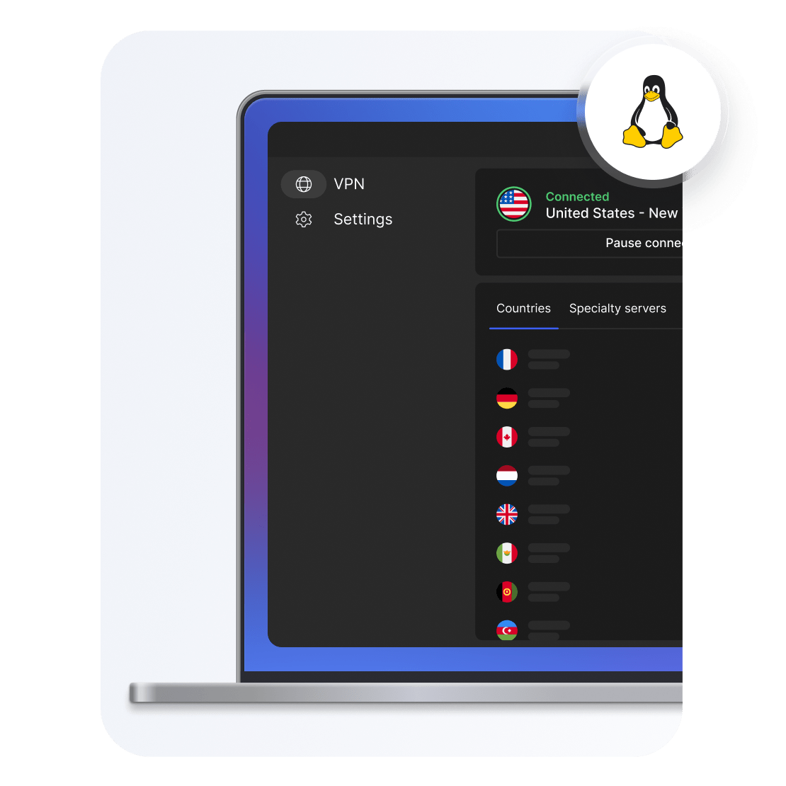 Ubuntu, Debian 및 기타 배포판용 VPN을 보여주는 컴퓨터 화면