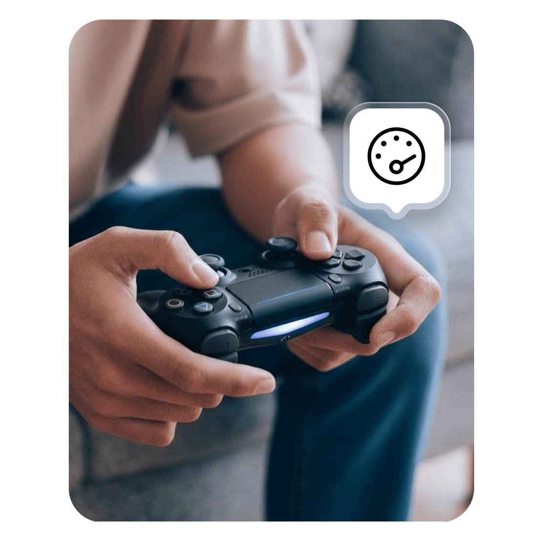 Eine Person spielt das Videospiel EA Sports FC (ehemals FIFA).