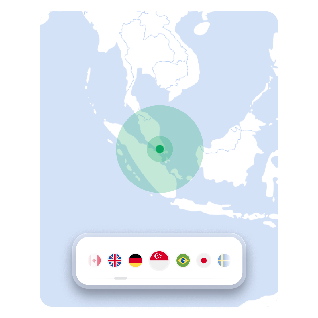 NordVPN 地图，显示用于更改虚拟位置的服务器地点。