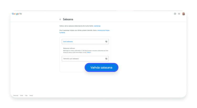Näin Googlen salasana vaihdetaan tietokoneella vaihe 3