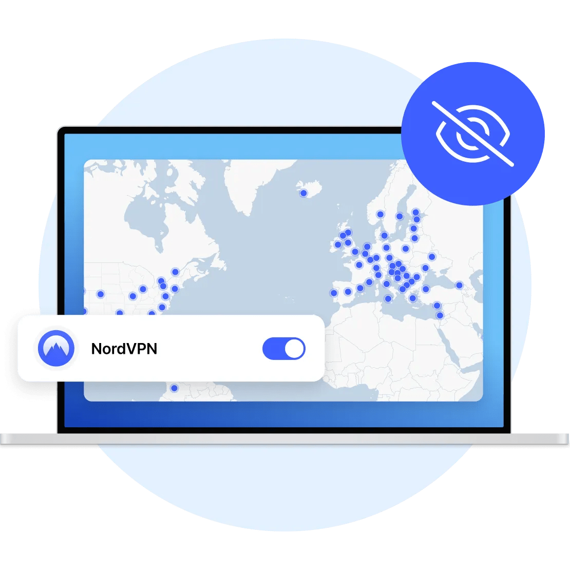 Екран ноутбука з відкритим додатком NordVPN і встановленим з&#39;єднанням.