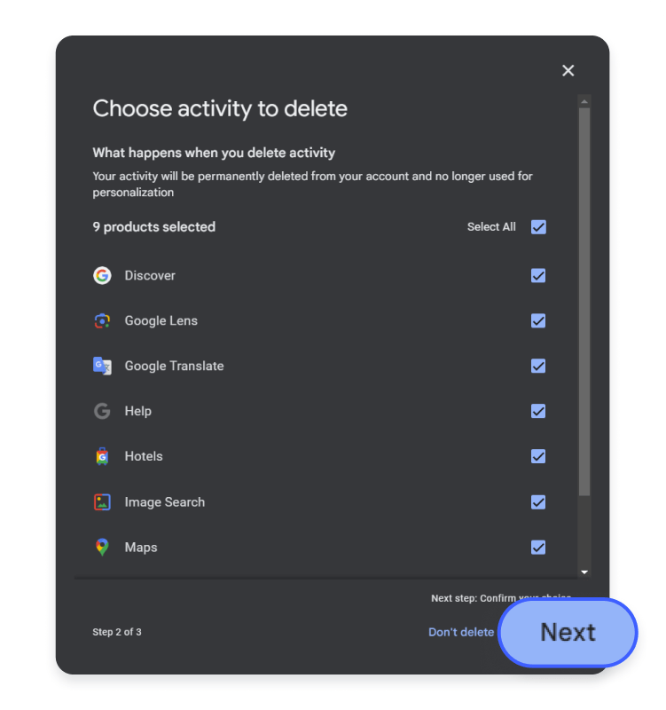 How to stop Google from saving your search history: step 4