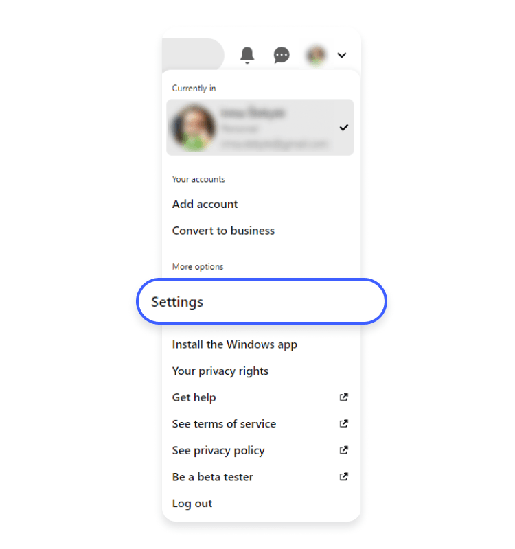 pinterest web settings